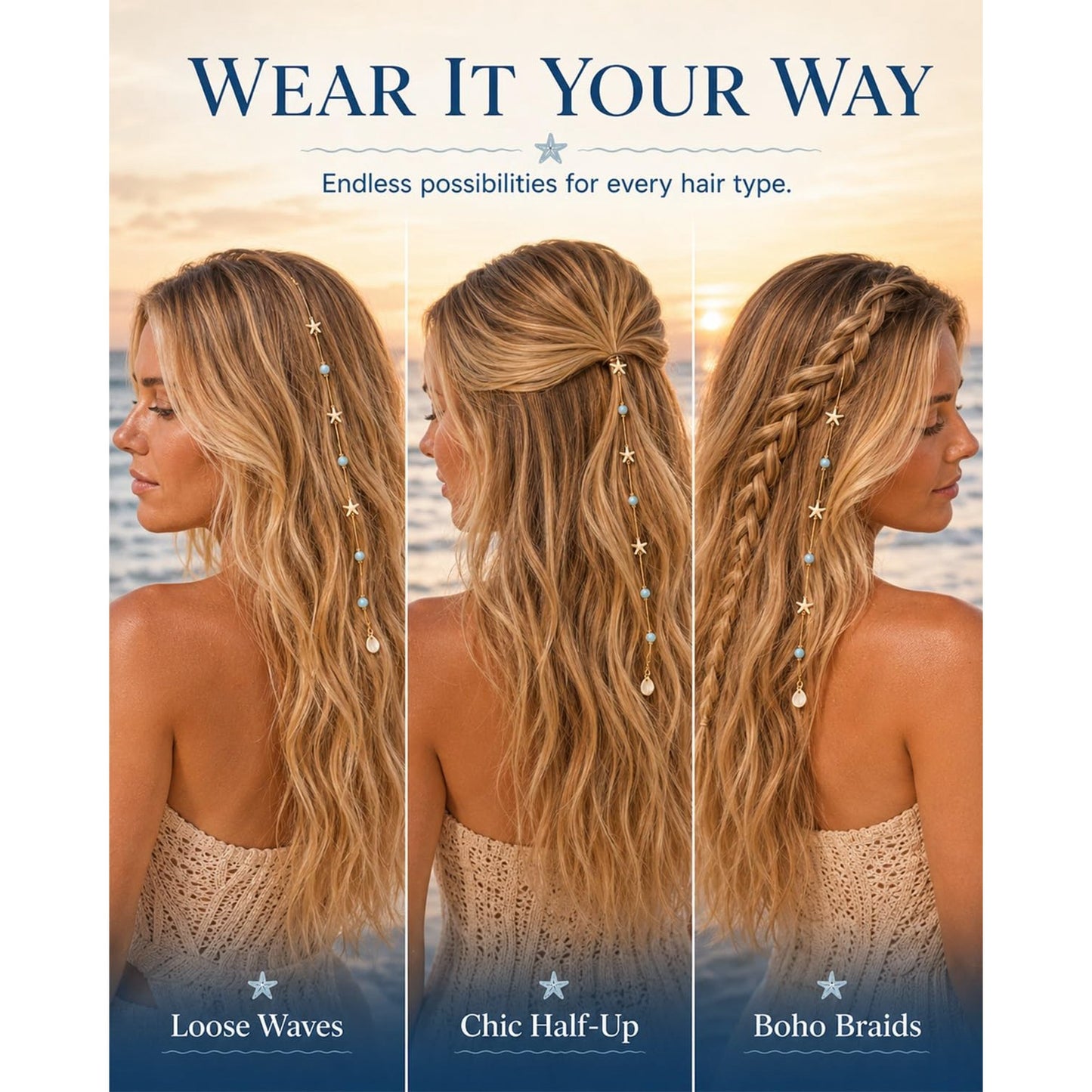 🌊 LAST DAY 49% OFF✨ Ocean-Inspired Mermaid Hair Accent