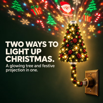 🌲Cozy Christmas Tree Glow Projector Ligh – USB-Powered Cozy Holiday Decor