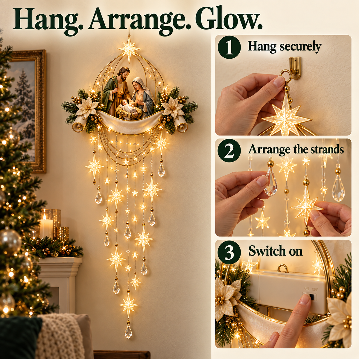 ✨ Light of His Love – Nativity Halo Wall Light 🕊️