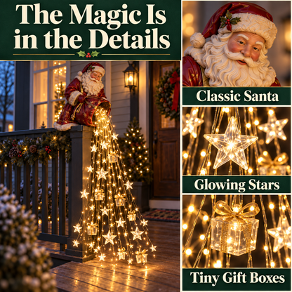 🎅 Santa’s Star & Gift Light Cascade – Bring Christmas Magic Home ✨