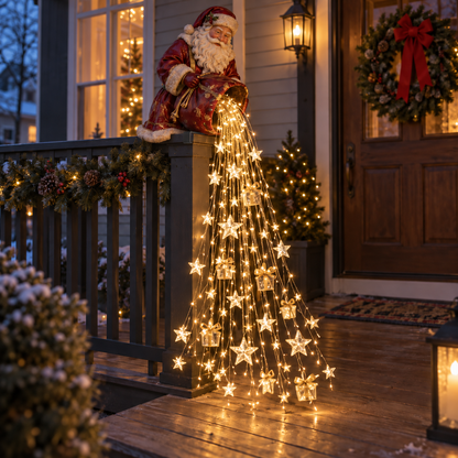 🎅 Santa’s Star & Gift Light Cascade – Bring Christmas Magic Home ✨