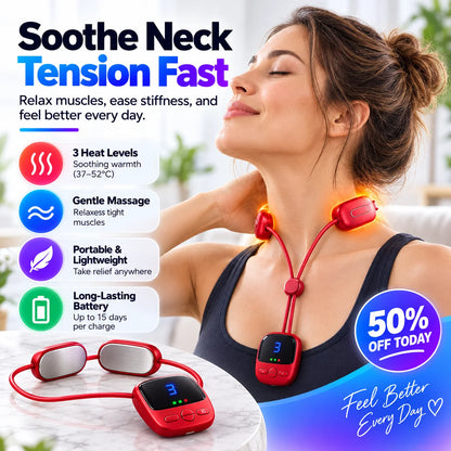 ⏰Last Day 50% Off🔥Mini Necklace-Style Neck Massager — 4 Modes, 9 Intensity Levels, 3 Heat Settings, Smart Dual-Pulse Pendant Design💆‍♀️✨