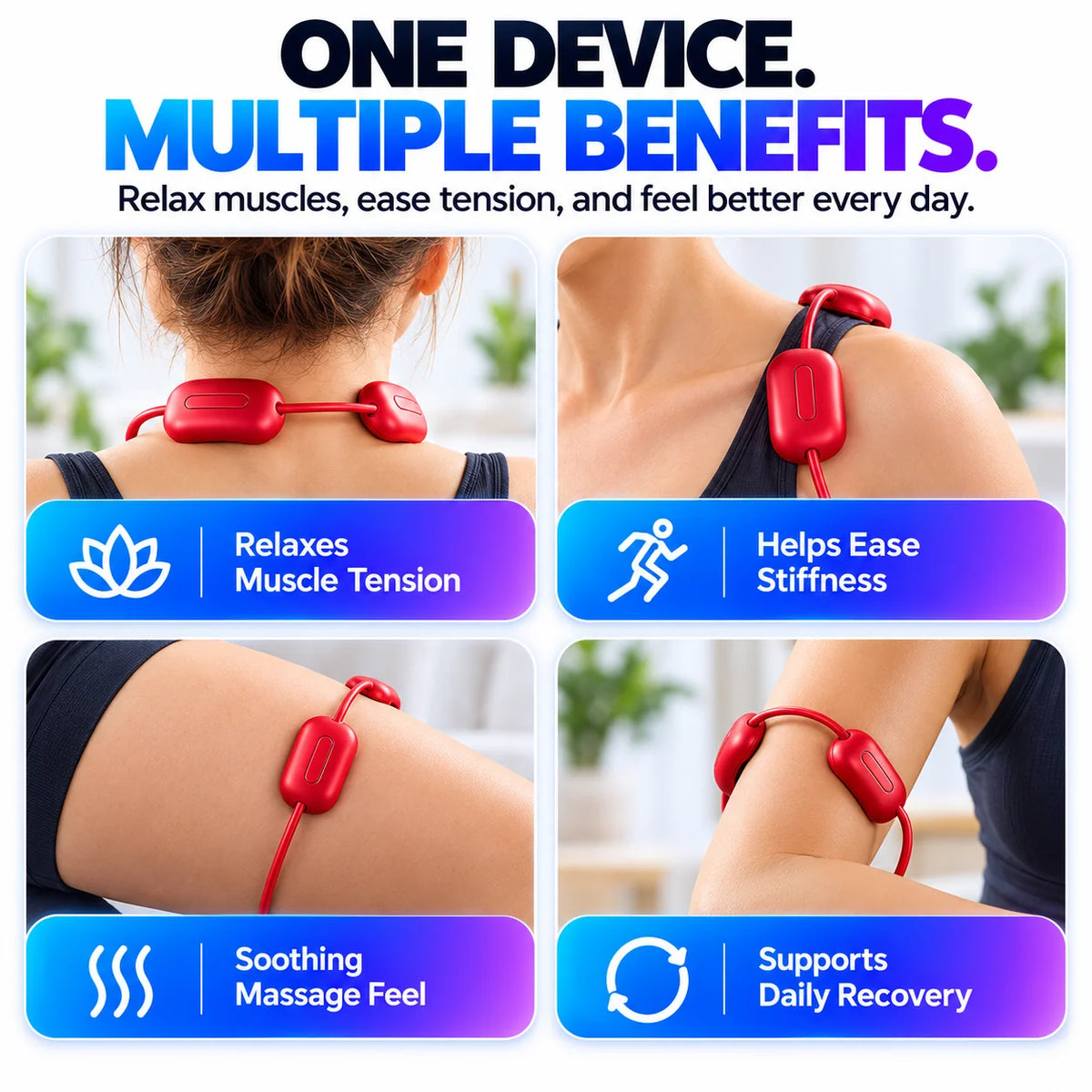 ⏰Last Day 50% Off🔥Mini Necklace-Style Neck Massager — 4 Modes, 9 Intensity Levels, 3 Heat Settings, Smart Dual-Pulse Pendant Design💆‍♀️✨