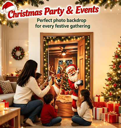 🌟Last day 50% OFF🎄Santa Christmas Door Cover with Elastic Edges | Reusable Holiday Decor🎅