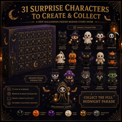 🎉🎃 Hollowmoon 31-Night Jewel-Bead Countdown Calendar| 31 Daily DIY Characters, Complete Craft Supplies & Midnight Parade Display 💎✨