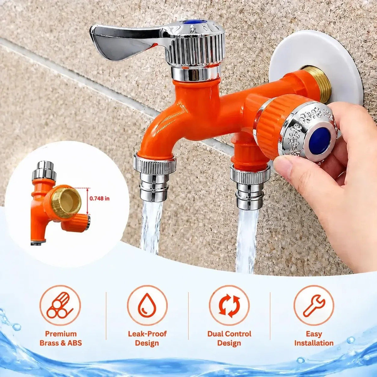 🔥😍✨Buy 1 Get 1 Free✨ - 🚰Dual Outlet Washing Machine Plastic Faucet, 1 In 2 Out Water Plastic Tap