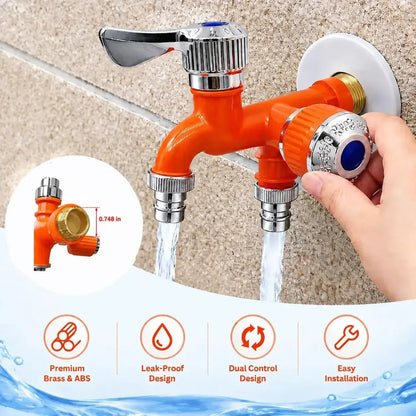 🔥😍✨Buy 1 Get 1 Free✨ - 🚰Dual Outlet Washing Machine Plastic Faucet, 1 In 2 Out Water Plastic Tap