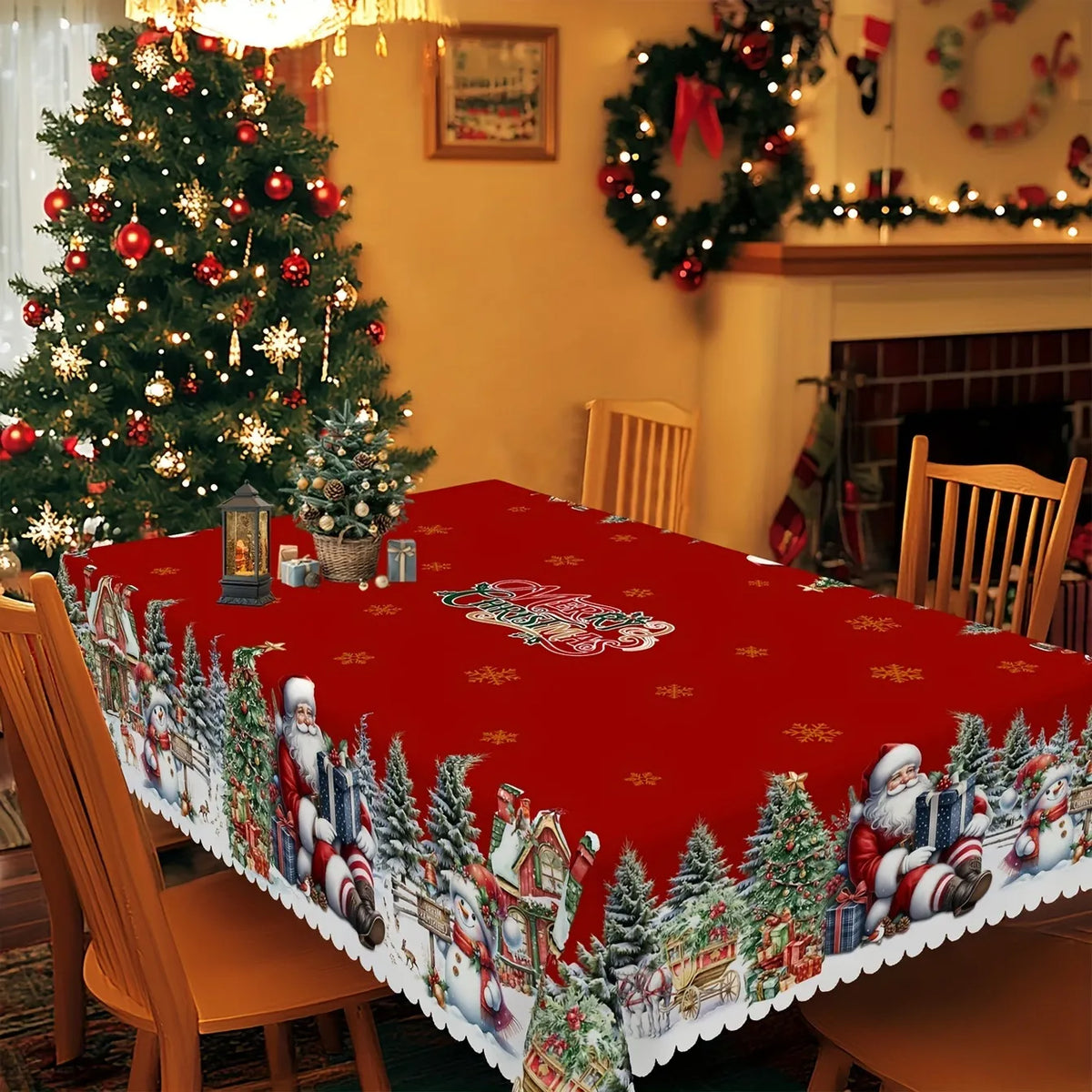 🎄 Christmas Tablecloth – Festive Santa Prints for a Warm & Welcoming Holiday Table