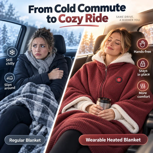 🔥 Stay Cozy in chilly Rooms - 8-Zone  Wearable Heated Blanket