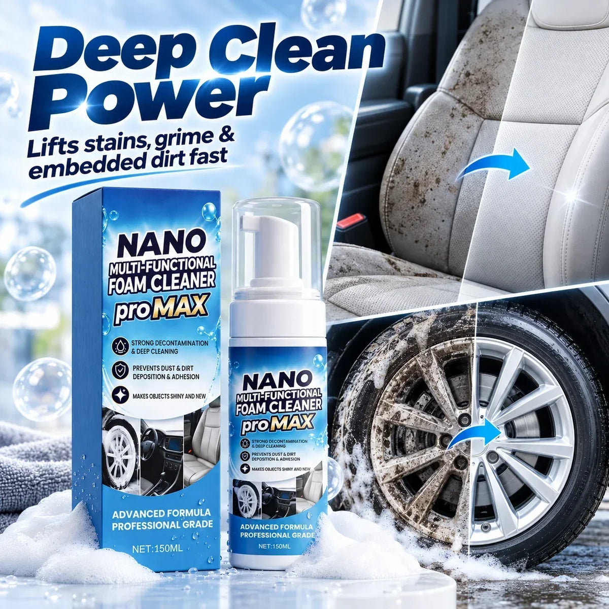 💯 Nano Multi-Functional Foam Cleaner for Cars & Home
