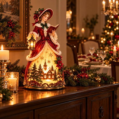 🎄 Victorian Christmas Caroler Lady Lamp™ – Lighted Holiday Tabletop Decor