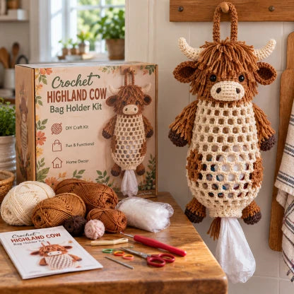 💕🐰Adorable Crochet Animal Bag Holder DIY Kit – Cute Craft, Clever Storage!⭐🐻✨