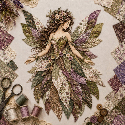 🧚‍♀️🌸 Premium Fairy Patchwork DIY Kit | High-Quality Layered Fabric with Floral Wings DIY Handmade Fantasy Wall Decor ✨