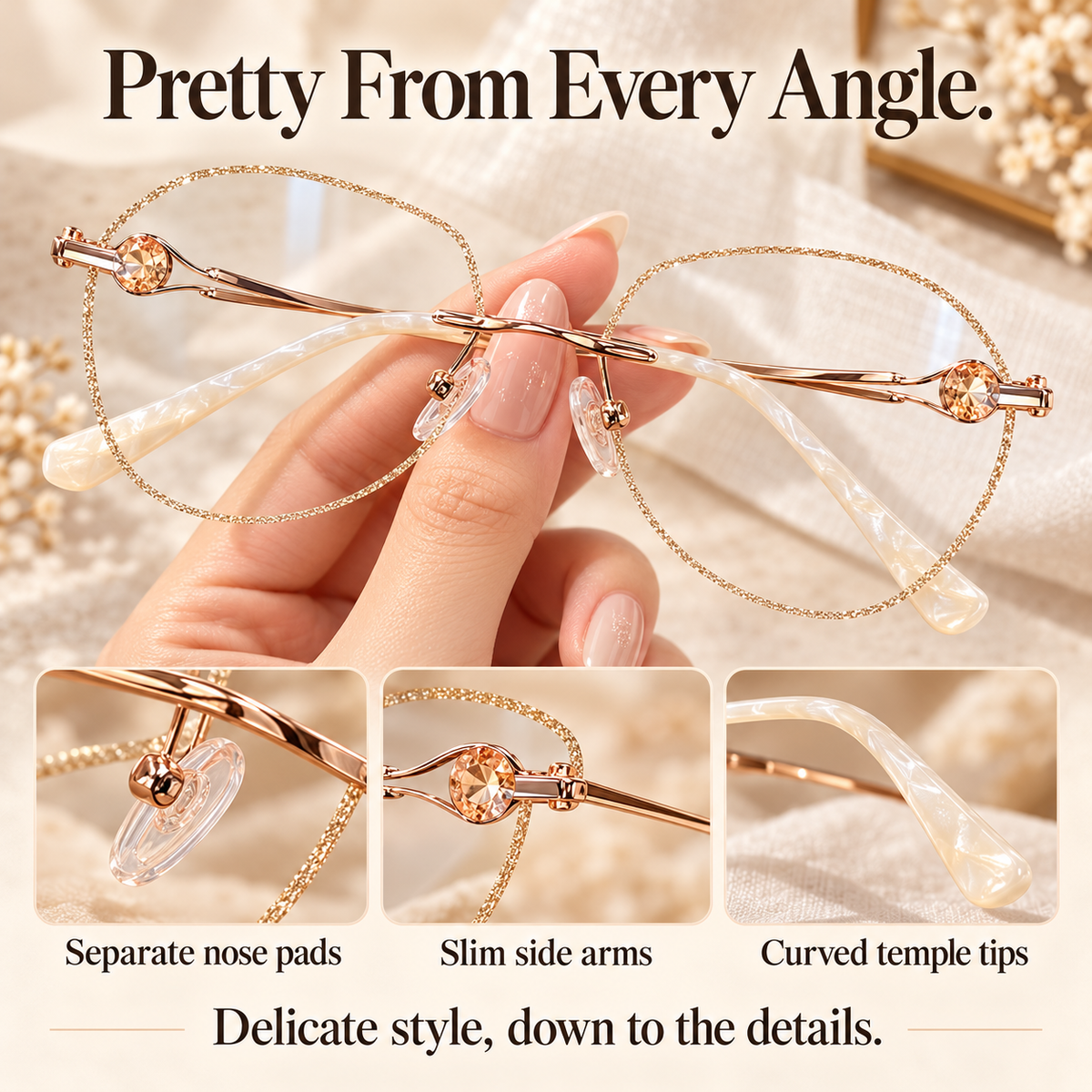👓✨ Women’s Sparkling Rimless Blue Light Reading Glasses
