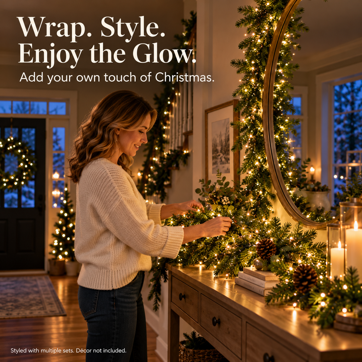 9.8 ft (3 m) – 100 LEDs-🌲Christmas Glow LED String Lights – With Storage Reel