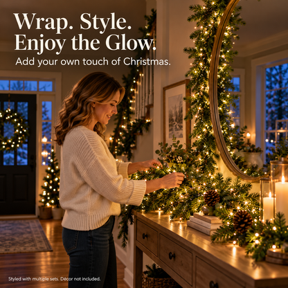 9.8 ft (3 m) – 100 LEDs-🌲Christmas Glow LED String Lights – With Storage Reel