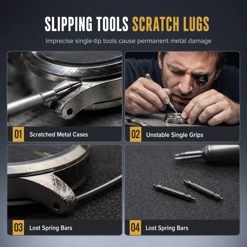 ⌚✨ Spring Bar Plier Tool – 50% Off! Dual-fork Precision, Adjustable Mm Scale, Replaceable Alloy Tips – Scratch-free Strap Changes. 🛠️