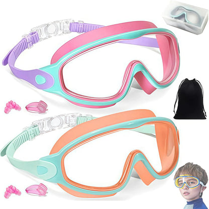 🏆🏊 Crystal Clear Kids Swim Goggles (2-Pack) | Anti-Fog, Leak-Proof & UV Protection
