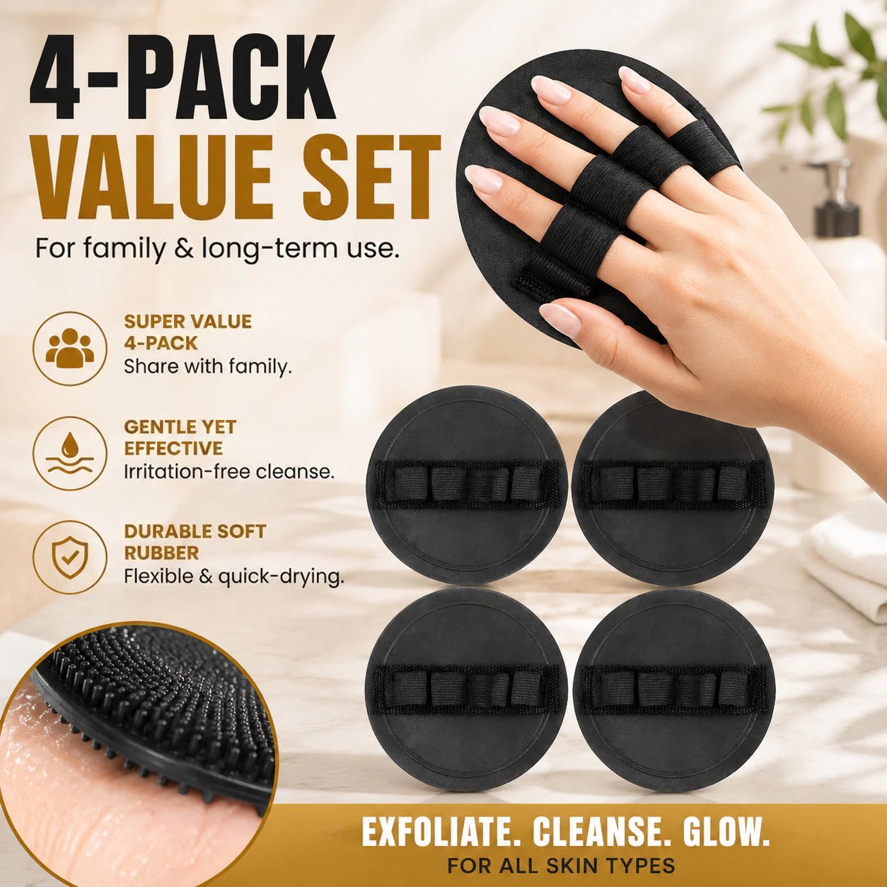 🛀Soft Rubber Shower Scrubber for Gentle Exfoliation & Deep Cleansing