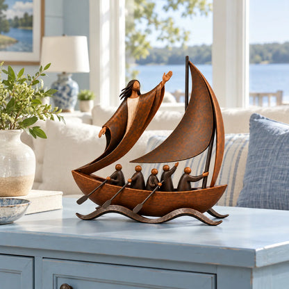 ✝️ Peace in the Storm Faith Sailboat Sculpture 🛶