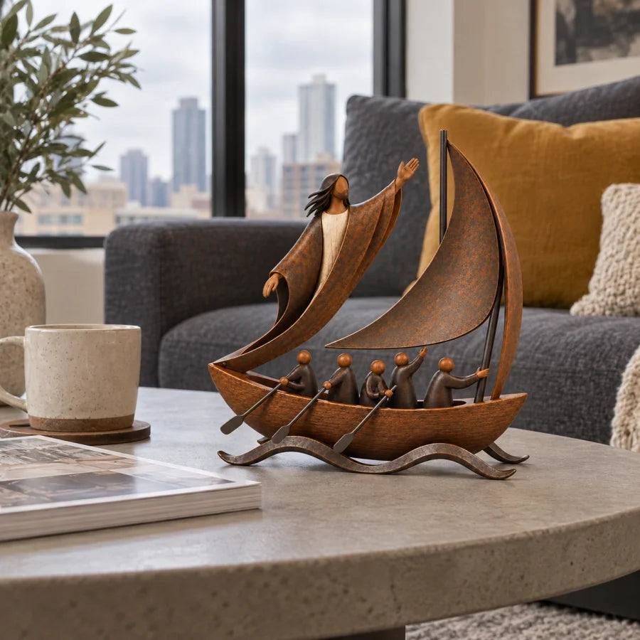 ✝️ Peace in the Storm Faith Sailboat Sculpture 🛶