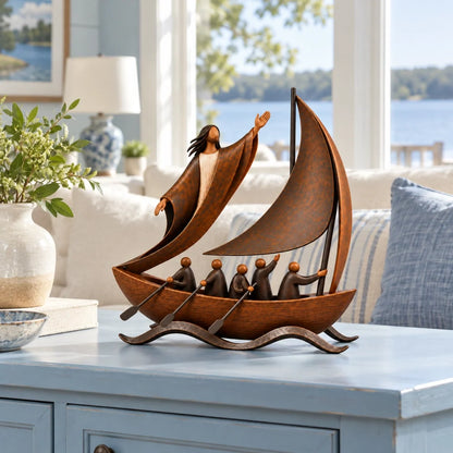 ✝️ Peace in the Storm Faith Sailboat Sculpture 🛶