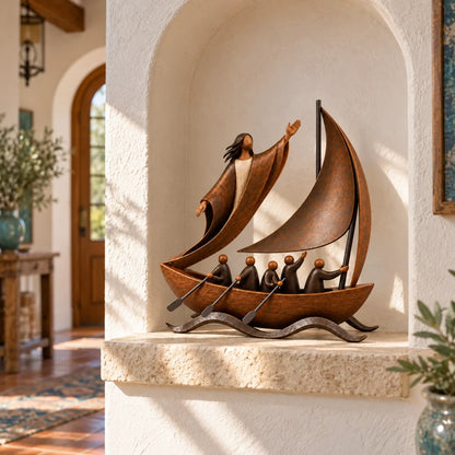✝️ Peace in the Storm Faith Sailboat Sculpture 🛶