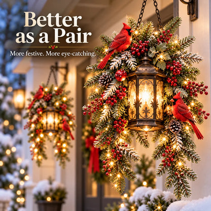 🎄 Christmas Porch Glow™ – Pre-lit Holiday Lantern & Evergreen Decor | 3 Festive Styles