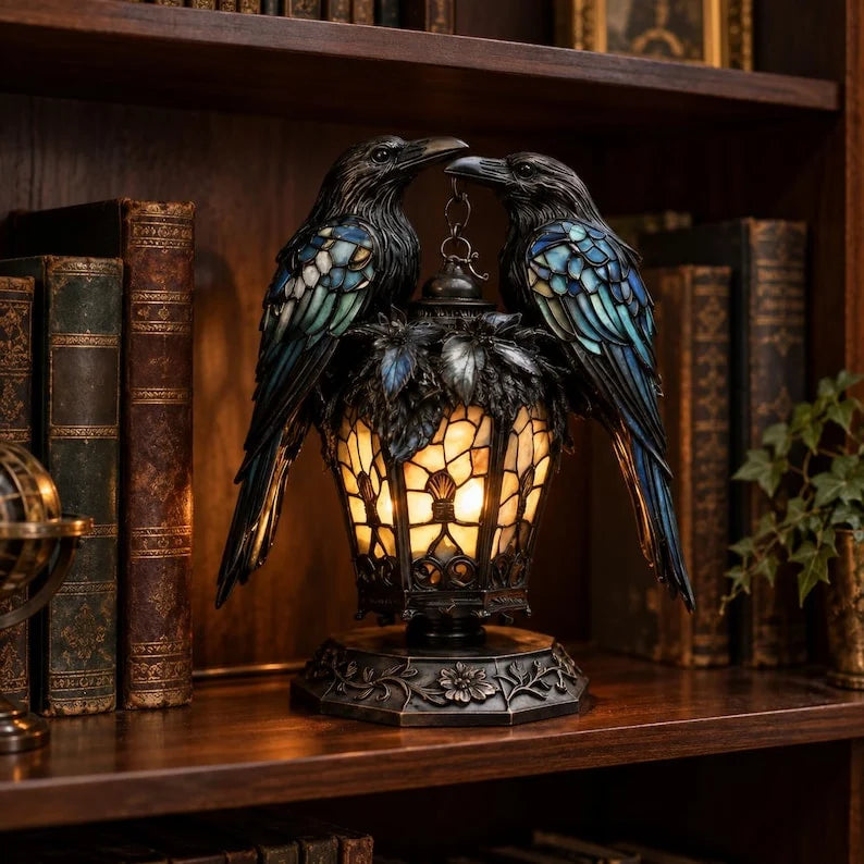 🐦‍⬛Gothic Stained-glass Raven Lantern
