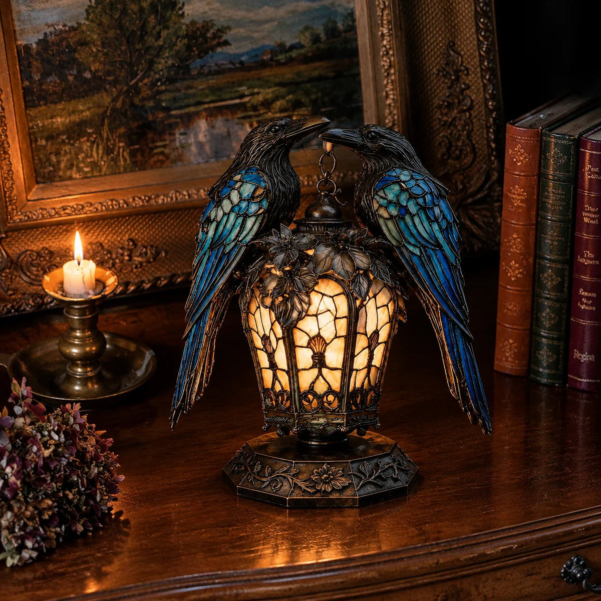 🐦‍⬛Gothic Stained-glass Raven Lantern