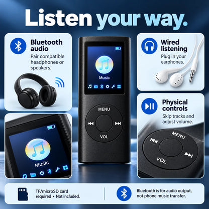 🏆Flash Sale⚡ 50K+ SOLD! 🎵 Pocket MP3 Player – Offline Music, Bluetooth Audio & LCD Screen