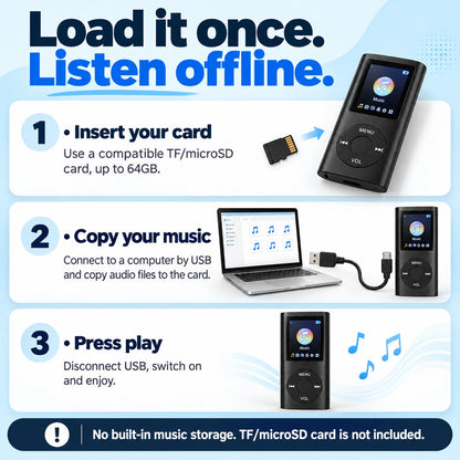 🏆Flash Sale⚡ 50K+ SOLD! 🎵 Pocket MP3 Player – Offline Music, Bluetooth Audio & LCD Screen