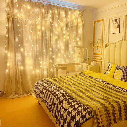 300 LED Curtain Lights – 9.8FT × 9.8FT, 8 Modes, Remote Controlled