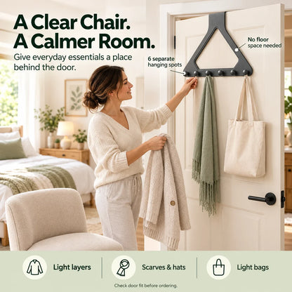 💕Buy 1 Get 1 Free🎁🚪 Over-the-Door 6-Hook Organizer – No-Drill Triangle Rack for Clothes, Towels, Hats & Bags