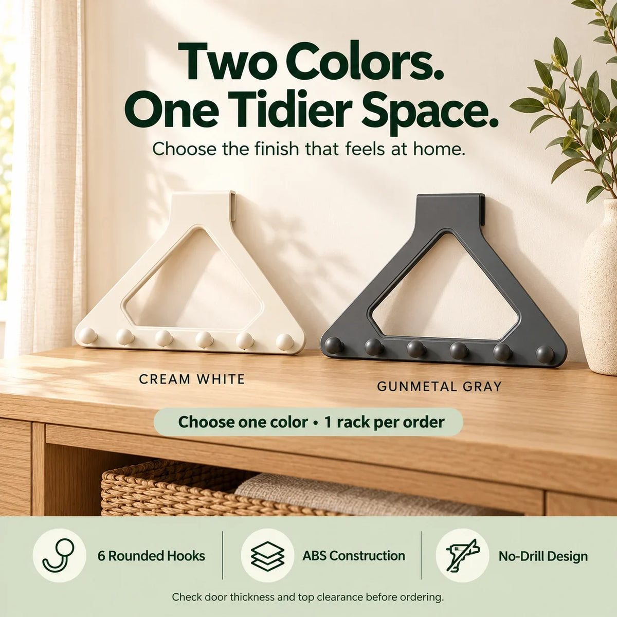 💕Buy 1 Get 1 Free🎁🚪 Over-the-Door 6-Hook Organizer – No-Drill Triangle Rack for Clothes, Towels, Hats & Bags