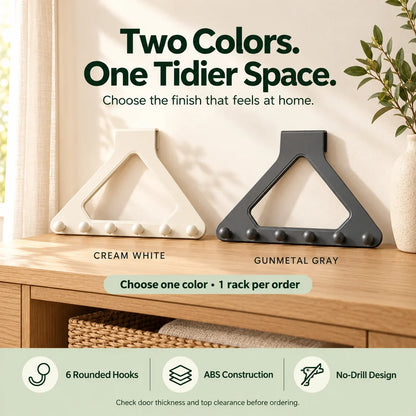 💕Buy 1 Get 1 Free🎁🚪 Over-the-Door 6-Hook Organizer – No-Drill Triangle Rack for Clothes, Towels, Hats & Bags