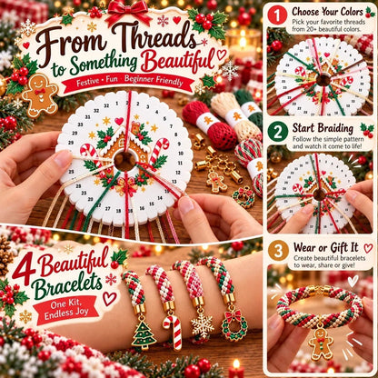 🎄 Christmas Bracelet Making Kit | Diy Braided Friendship Bracelets & Creative Handmade Holiday Gifts 🧶