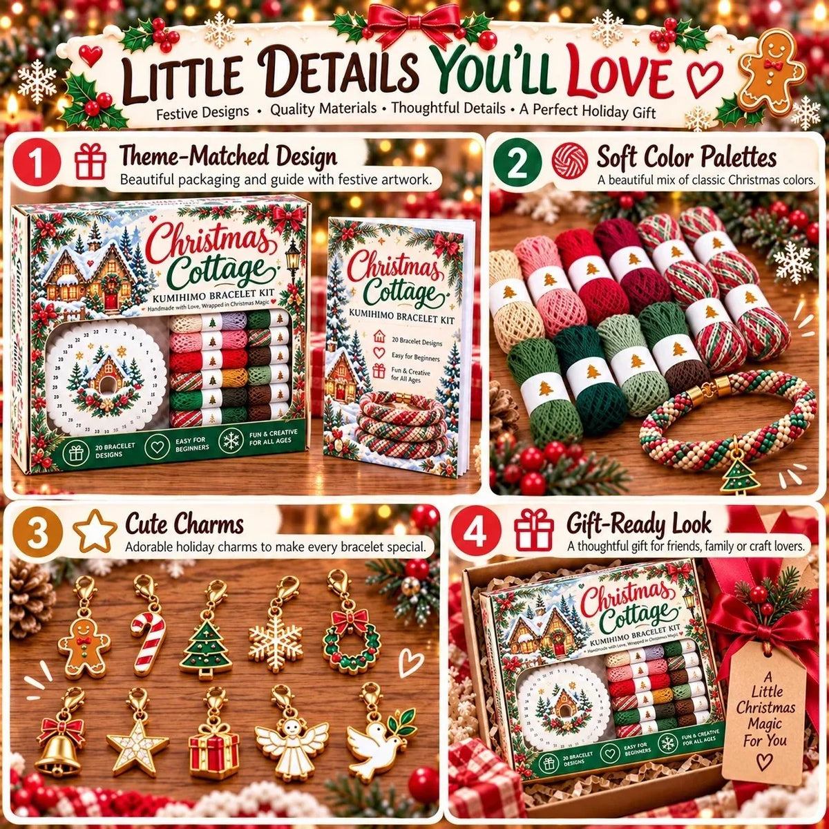 🎄 Christmas Bracelet Making Kit | Diy Braided Friendship Bracelets & Creative Handmade Holiday Gifts 🧶