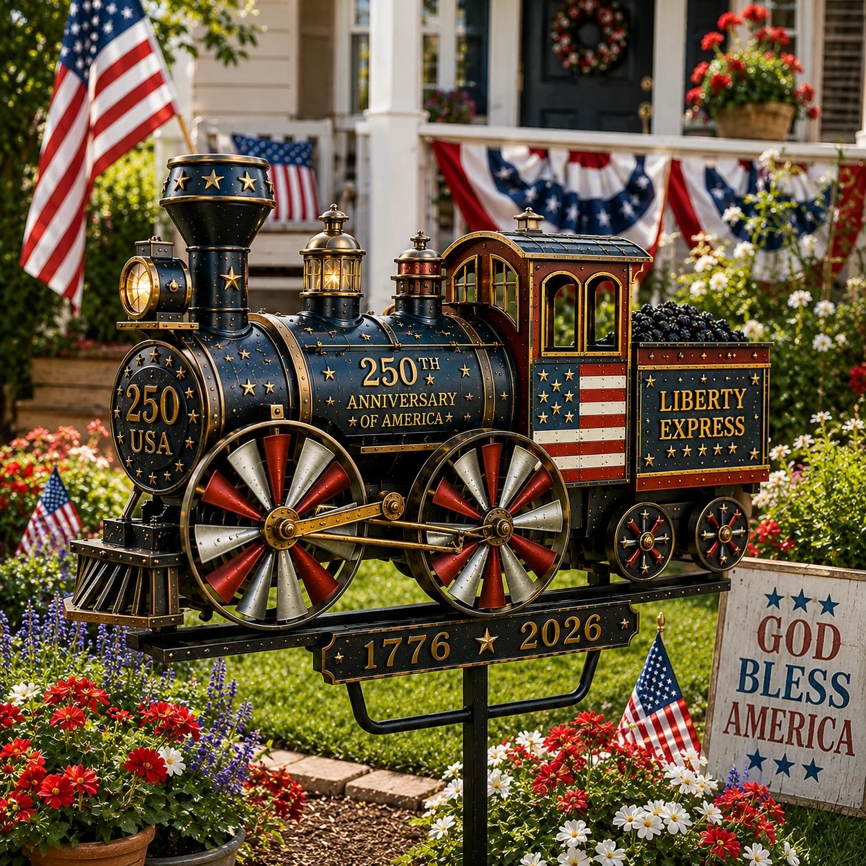 🔥Limited time 55% OFF🔥🚂USA 250 “Liberty Express” Train Garden Wind Spinner -✈️
