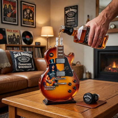 🎁 Flash Sale-49% OFF – 👨‍🎤🤘Appetite for Rock: Vintage Sunburst Guitar Figurine Spirit Bottle🎸✨