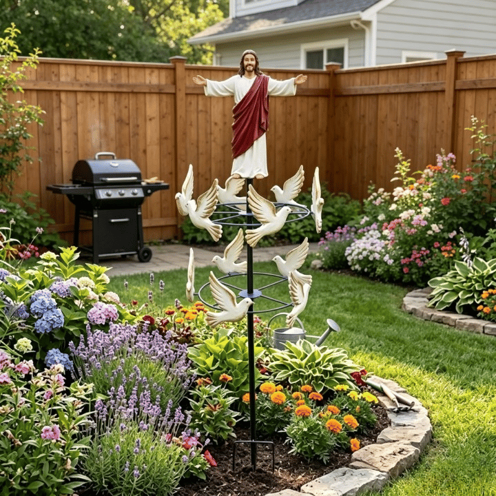 🔥HOT SALE 49% OFF✝️🙏🕊️The Divine Jesus & Holy Dove Garden Wind Spinner⛪🛐