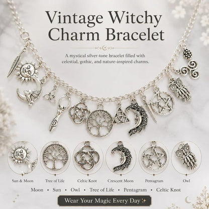 ⚡️Vintage Witchy Charm Bracelet for Women – Celestial Gothic Boho Jewelry