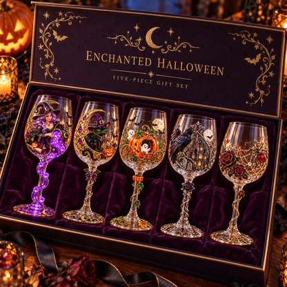 🎃 Enchanted Halloween Wine Glass – ✨ Stunning 3D Details for Spooky Sips & Magical Nights