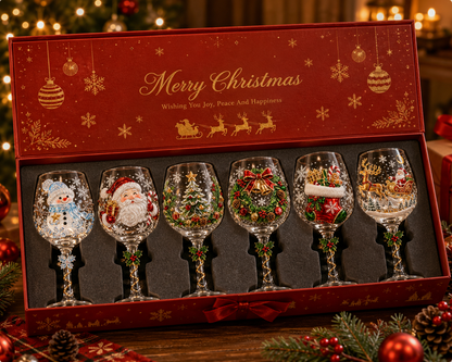 🎄Last day 50% OFF🎁Christmas 3D Wine Glass Collection Gift Box Set✨