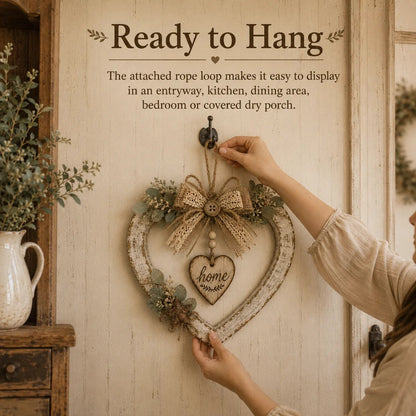 🔥HOT SALE🔥🤎Rustic Farmhouse Heart Wall Decor with “Home” Sign