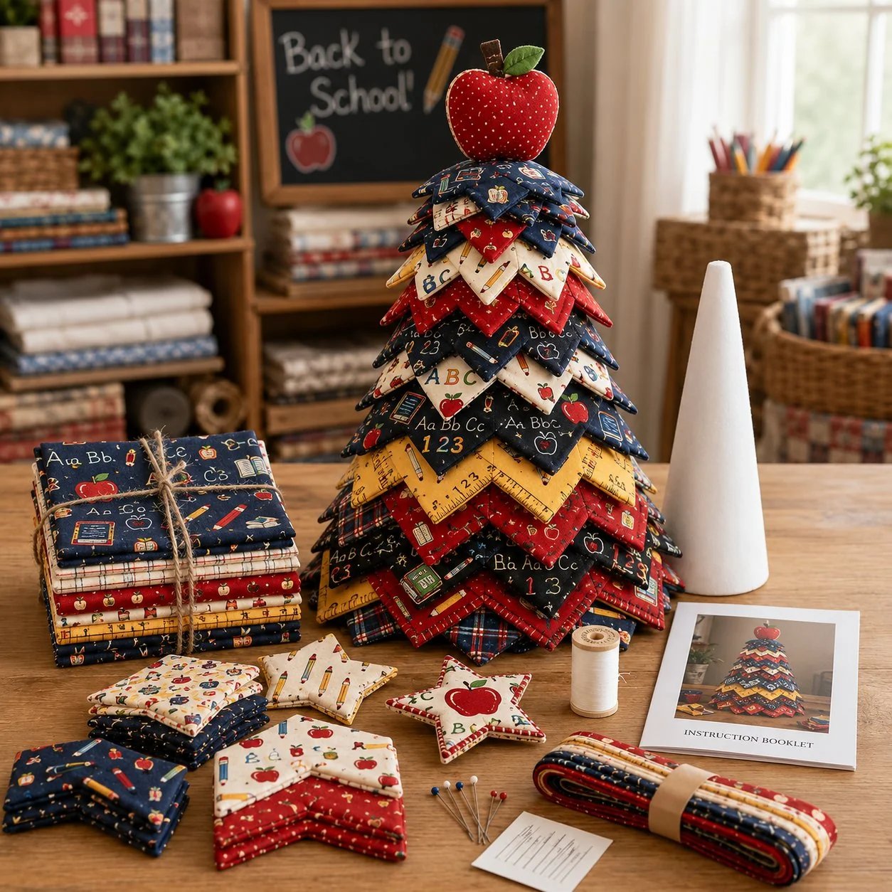 🔥 🎄Americana Christmas Tree Quilt Kit – Easy Layered Fabric Holiday Décor for Quilting Lovers