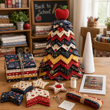 🔥 🎄Americana Christmas Tree Quilt Kit – Easy Layered Fabric Holiday Décor for Quilting Lovers