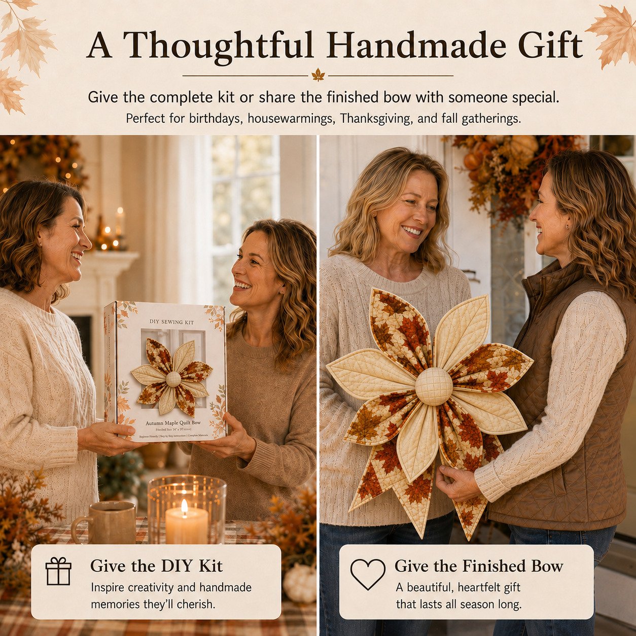 🎀 DIY Oversized Quilted Bow Sewing Kit – 23–25 in Seasonal Door Décor