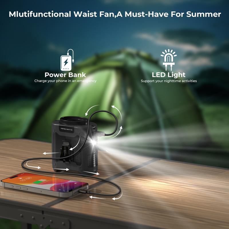 🔥Last Day 49% OFF🔥Portable Fan, USB Rechargeable Waist Fan with Clip & Personal Cooling Fan for Outdoor Travel Camping