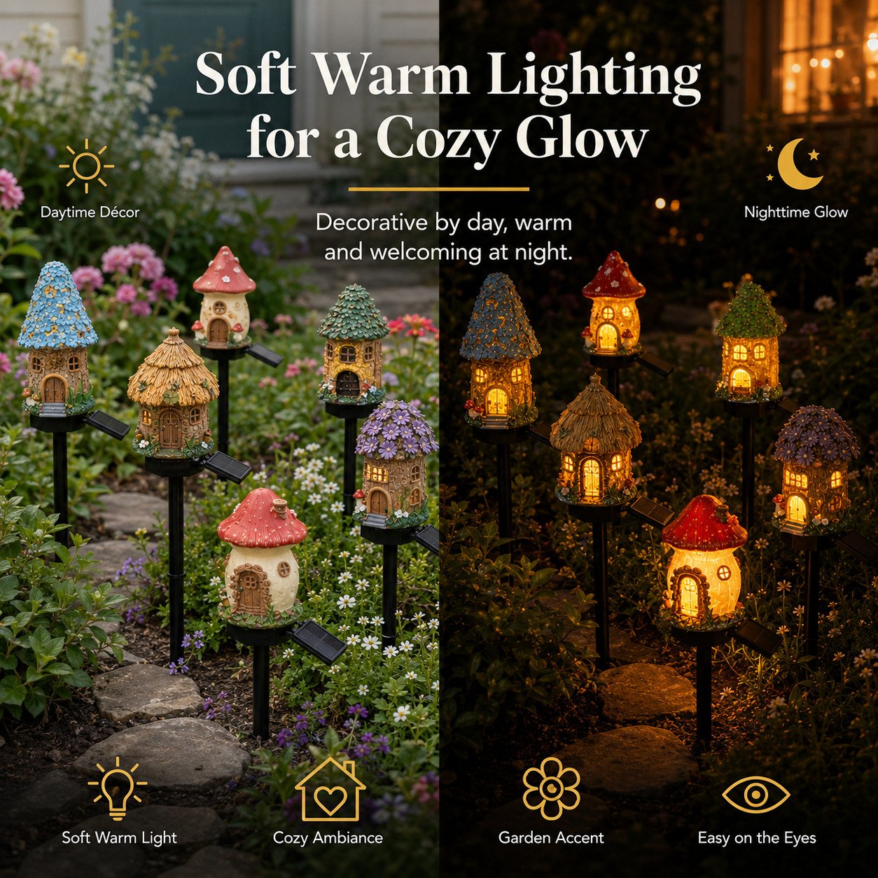 🔥Summer Sale is ON! Up to 60% OFF - Solar Fairy-Tale Mushroom Cottage Garden Light